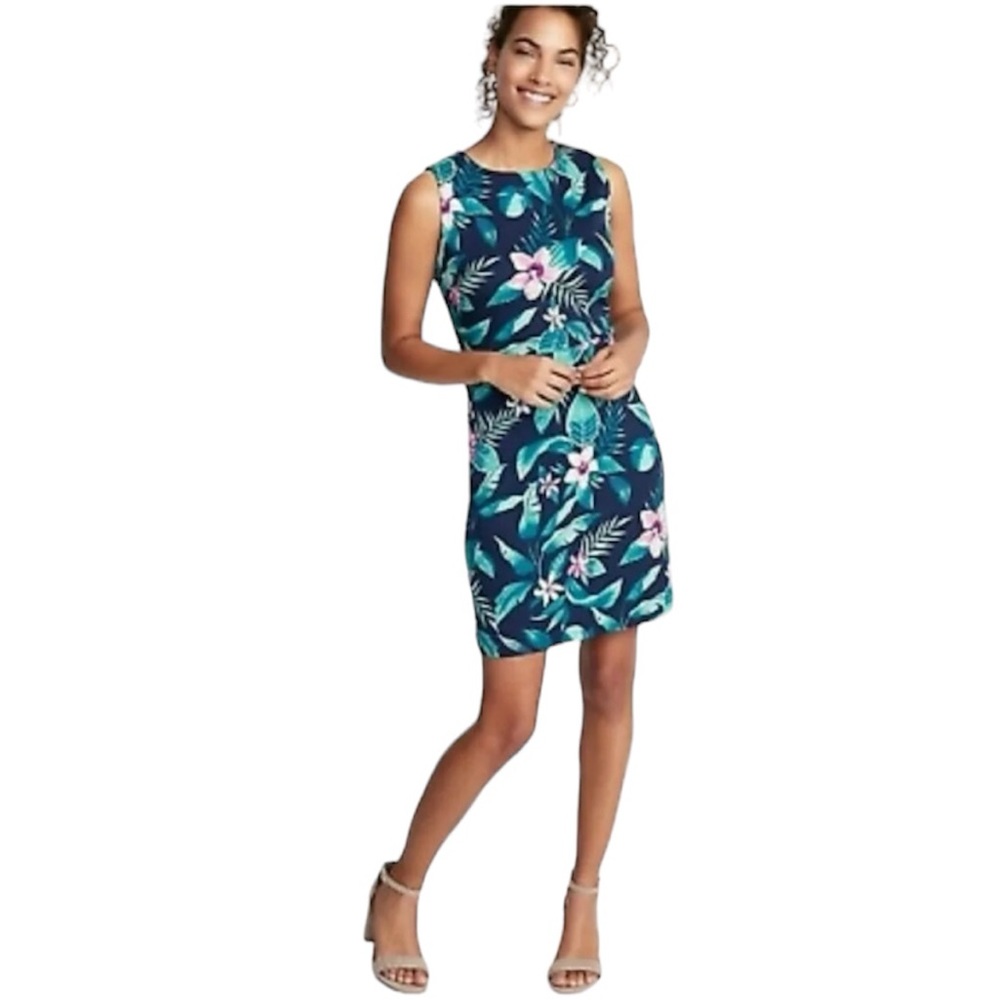 Old Navy Tropical Navy Blue Floral Dress Size L
